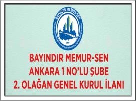 Bayındır Memur-Sen Ankara 1 No'lu Şube 2. Olağan Genel Kurul İlanı