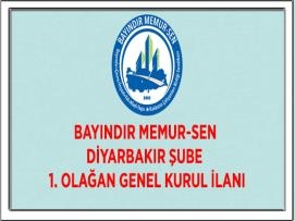 Bayındır Memur-Sen Diyarbakır Şube 1. Olağan Genel Kurul İlanı