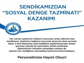 Sendikamızdan ''Sosyal Denge Tazminatı'' Kazanımı