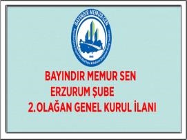 Bayındır Memur-Sen Erzurum Şube 2. Olağan Genel Kurul İlanı