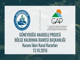 GAP Kurum İdari Kurul Kararları 13.10.2016